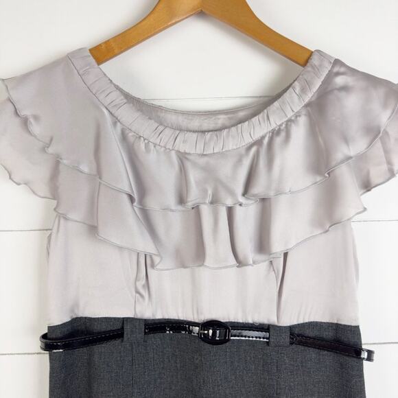 AB Studio Grey Charcoal Belted Zipper Sleeveless Dress‎ Sz 6 - Picture 6 of 9